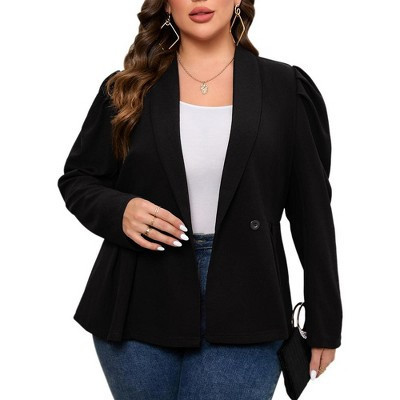 Plus Size Business Casual Blazers for Women Long Sleeve Shawl Lapel Blazer Suit Jackets Black 2XL | Target