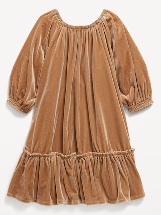 Puffy-Sleeve Velour Dress for Toddler Girls | Old Navy (US)