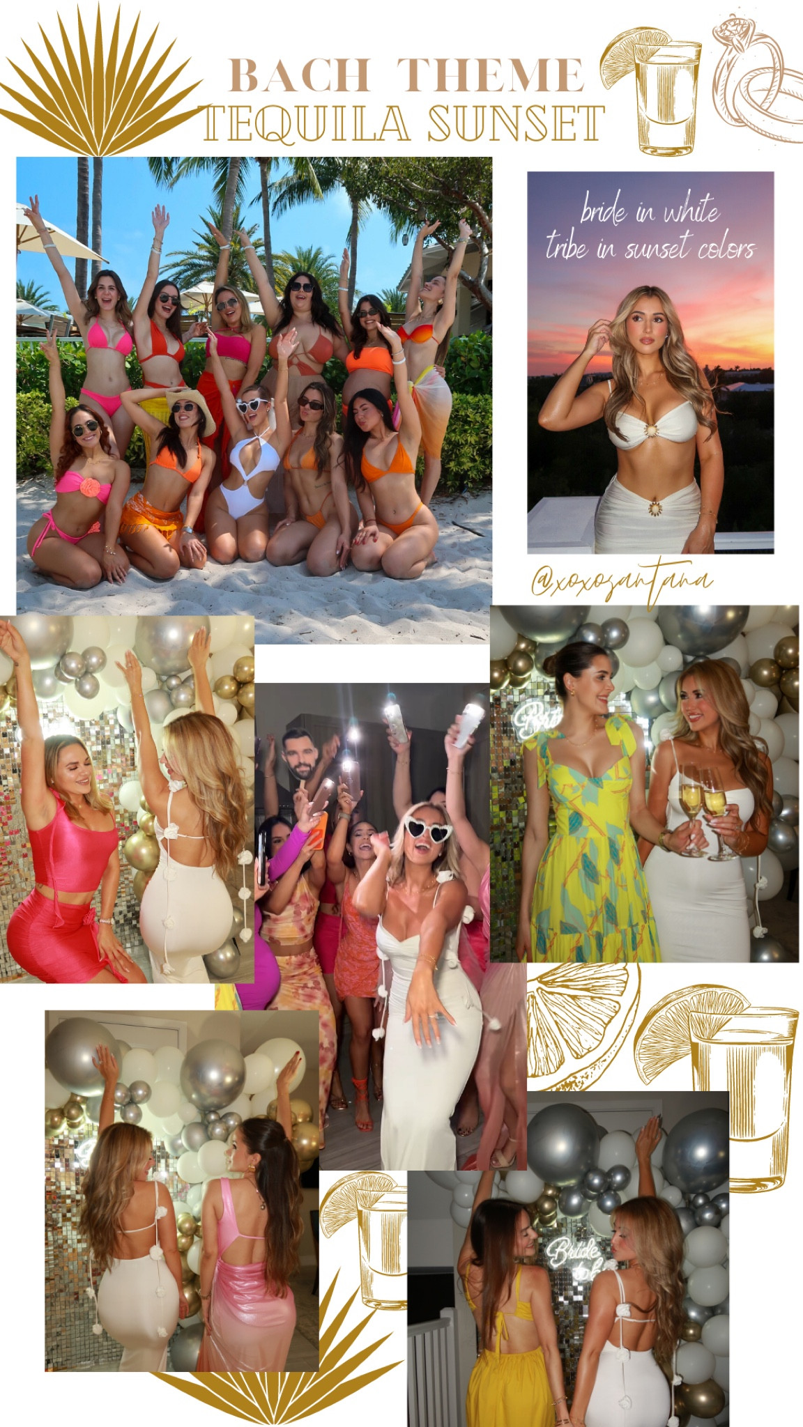 Bachelorette party theme and outfits 💍 bride in white, tribe in sunset colors 🩷🧡

#LTKswim #LTKtravel #LTKwedding