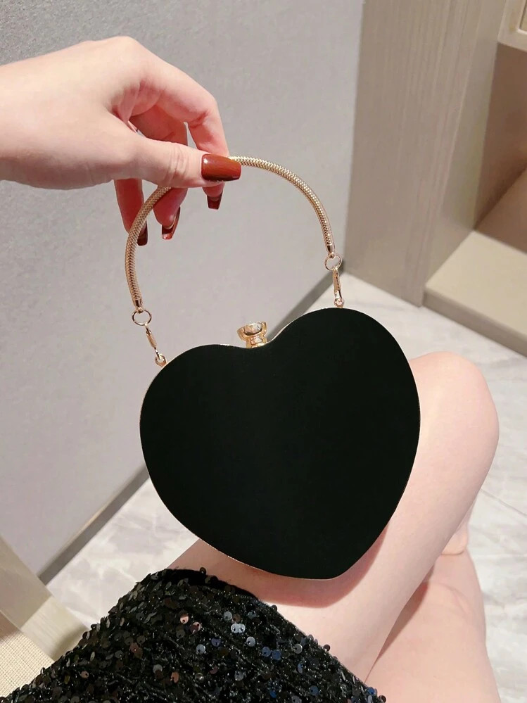 Heart Shaped Diamonds Women Evening Bags Chain Shoulder Purs | SHEIN