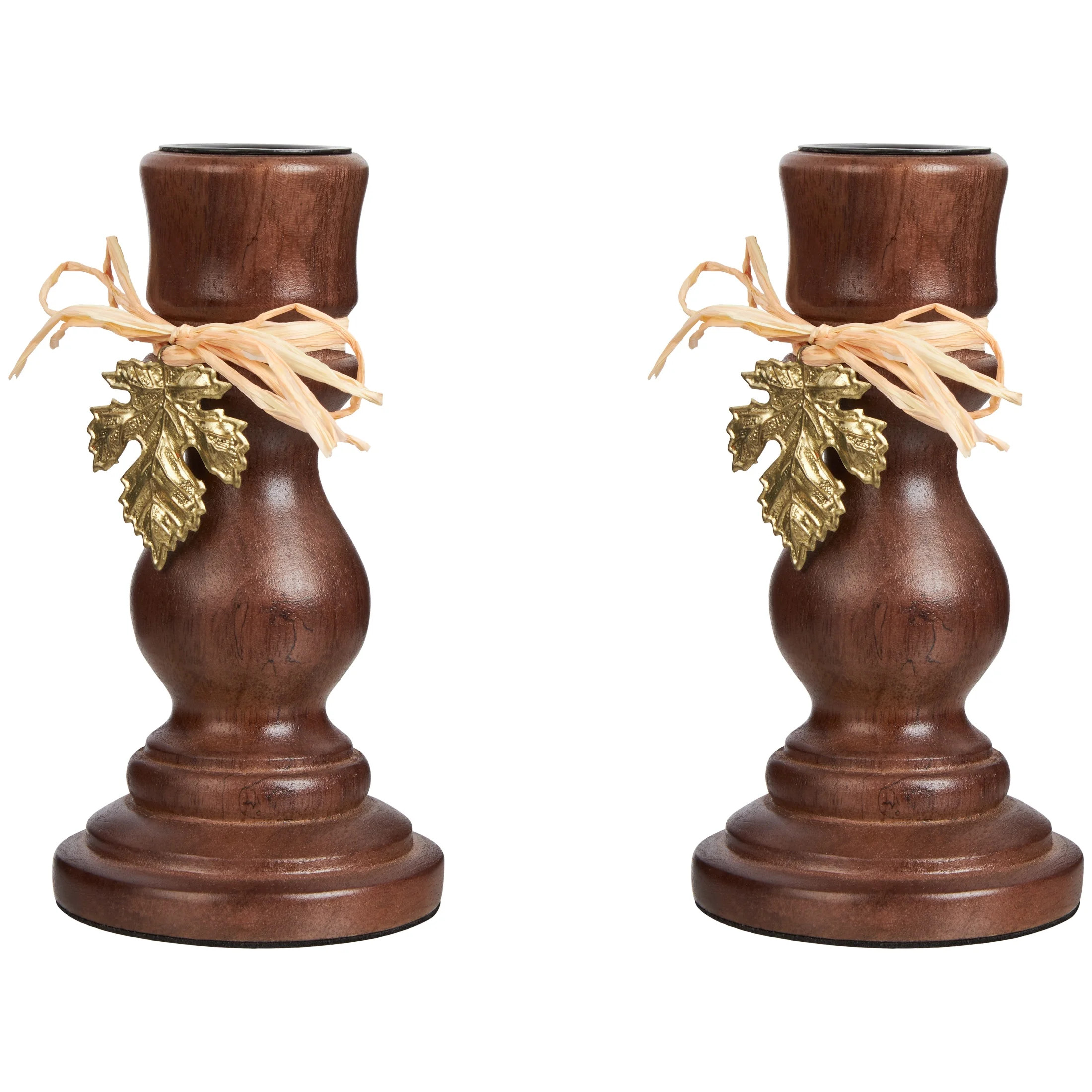 My Texas House 2 Pack Brown Wood Candlesticks, 3" x 3" | Walmart (US)