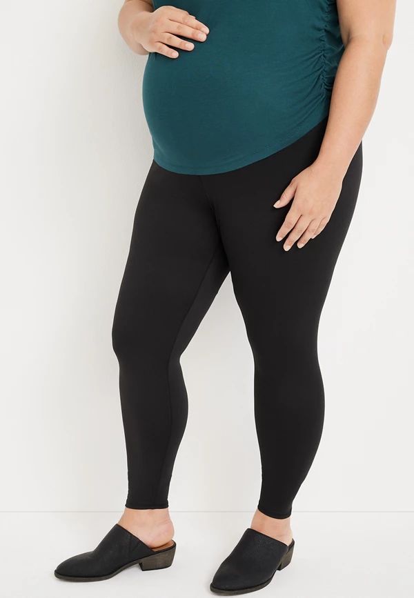 Plus Size Black Over The Bump Luxe Maternity Legging | Maurices