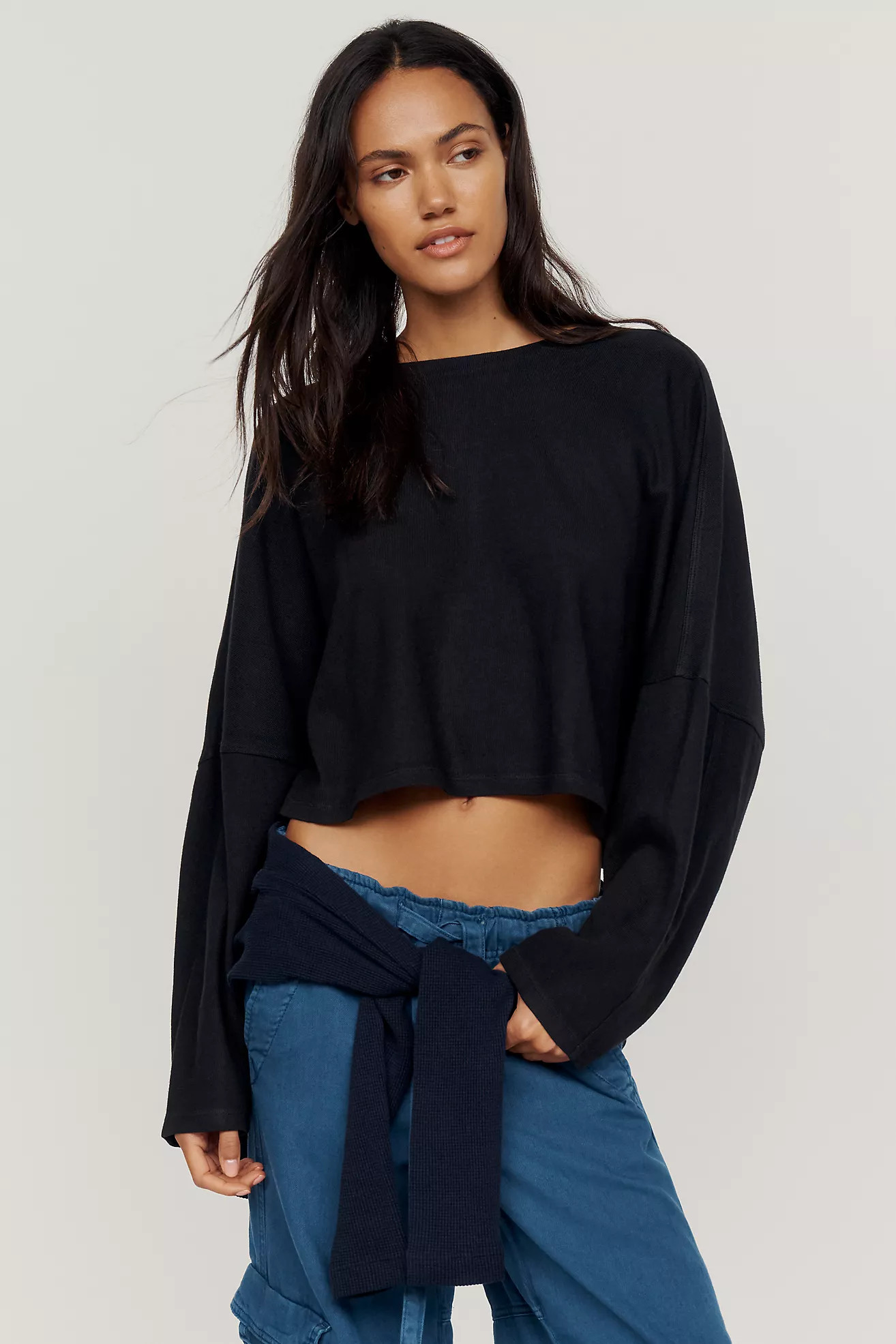 Pilcro 100% Cotton Cropped Long-Sleeve Top | Anthropologie (US)