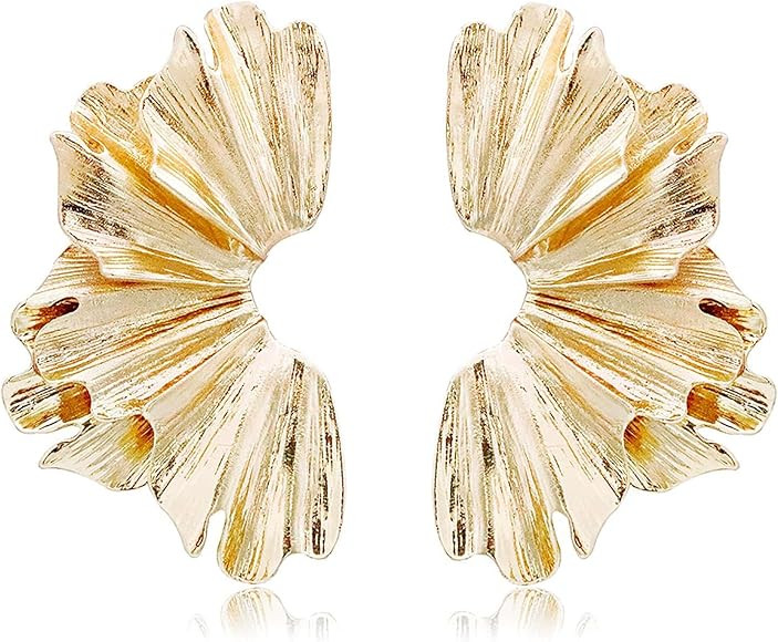 Ohrringe Ginkgo Blatt, Gold Ohrringe Damen, Große Ginkgoblatt Ohrstecker Übertrieben Ohrhänger... | Amazon (DE)