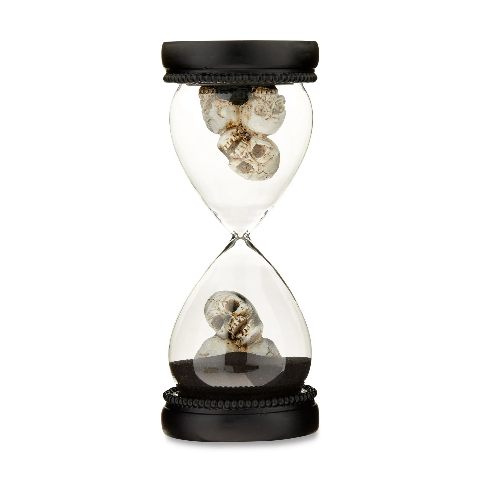 Halloween Black Resin & Glass Skull Hourglass Decoration, 3.38 in x 3.38 in x 8.75 in, by Way To ... | Walmart (US)