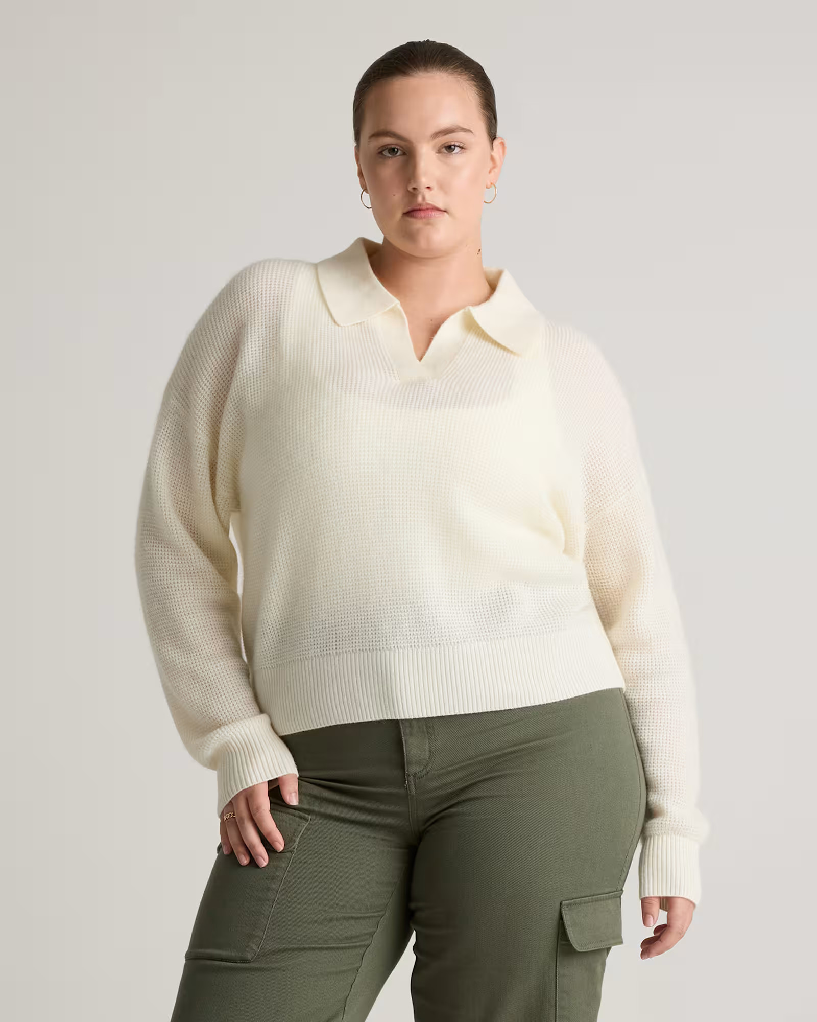 Baby Alpaca-Wool Waffle Stitch Polo Sweater | Quince