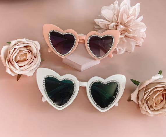 Bachelorette Sunglasses Bundle Set, Bachelorette Party Heart Sunglasses, Bride Sunglasses, Retro,... | Etsy (US)