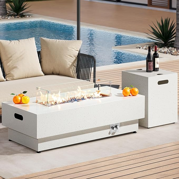 IRONCK 50-Inch Outdoor Propane Fire Pit Table w Tank Table, CSA Certified, Rectangular Patio Fire... | Amazon (US)
