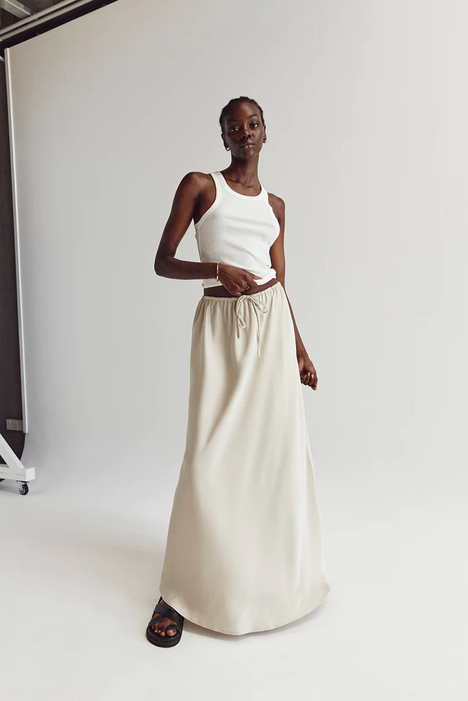 BLOOM STONE SATIN MIDI SKIRT | DISSH