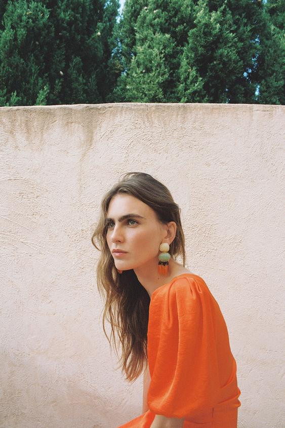 DOUBLE RESIN BEAD EARRINGS | Zara US