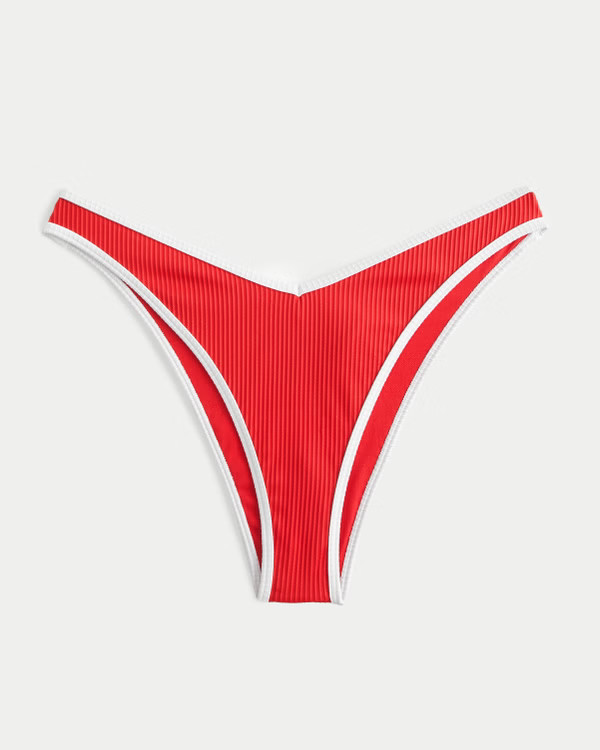 Ribbed High-Leg V-Waist Cheekiest Bikini Bottom | Hollister (US)