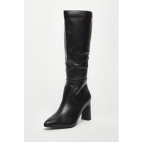 Womens Black Faux Leather Knee High Boots - 5 | NastyGal UK