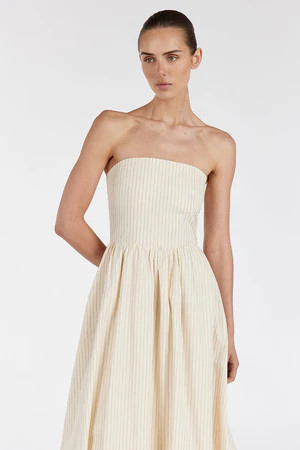 RILEY CREAM STRAPLESS COTTON DRESS | DISSH