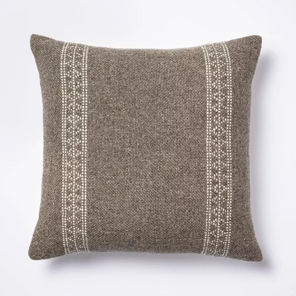 Woven Wool Cotton Square Throw Pillow Brown/Cream - Threshold™ designed with Studio McGee | Target