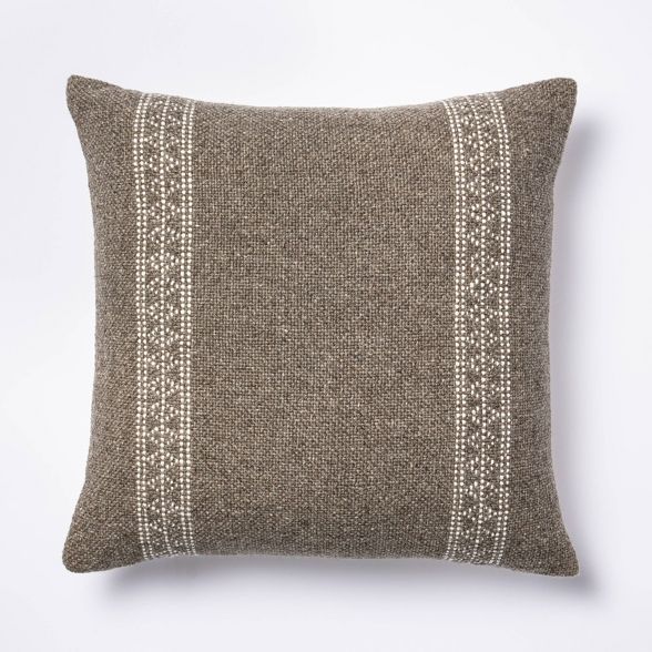 Woven Wool Cotton Square Throw Pillow Brown/Cream - Threshold™ designed with Studio McGee | Target