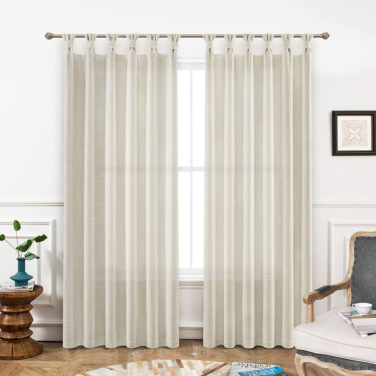 DriftAway Twist Tab Linen Textured Semi Sheer Solid Farmhouse and Modern Rustic Curtains for Livi... | Walmart (US)
