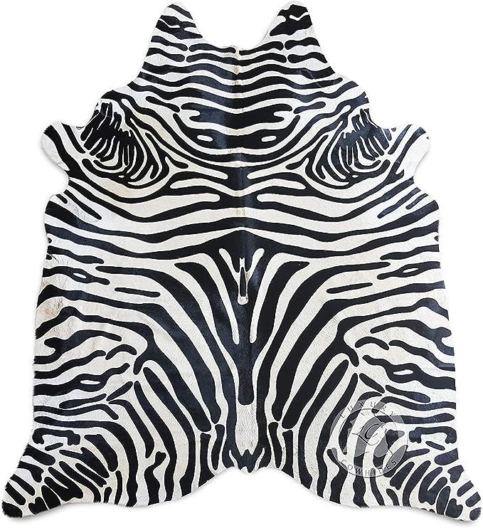 Safari Zebra Print Black On Off White Genuine Cowhide Rug 6ft x 7ft 180 cm x 210cm | Amazon (US)