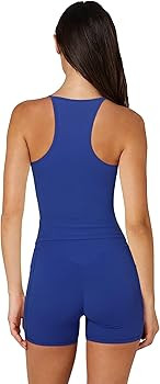OMKAGI Racerback Workout Tops for Women Built in Bra Cute Open Back V Neck Longline Sports Bra To... | Amazon (US)