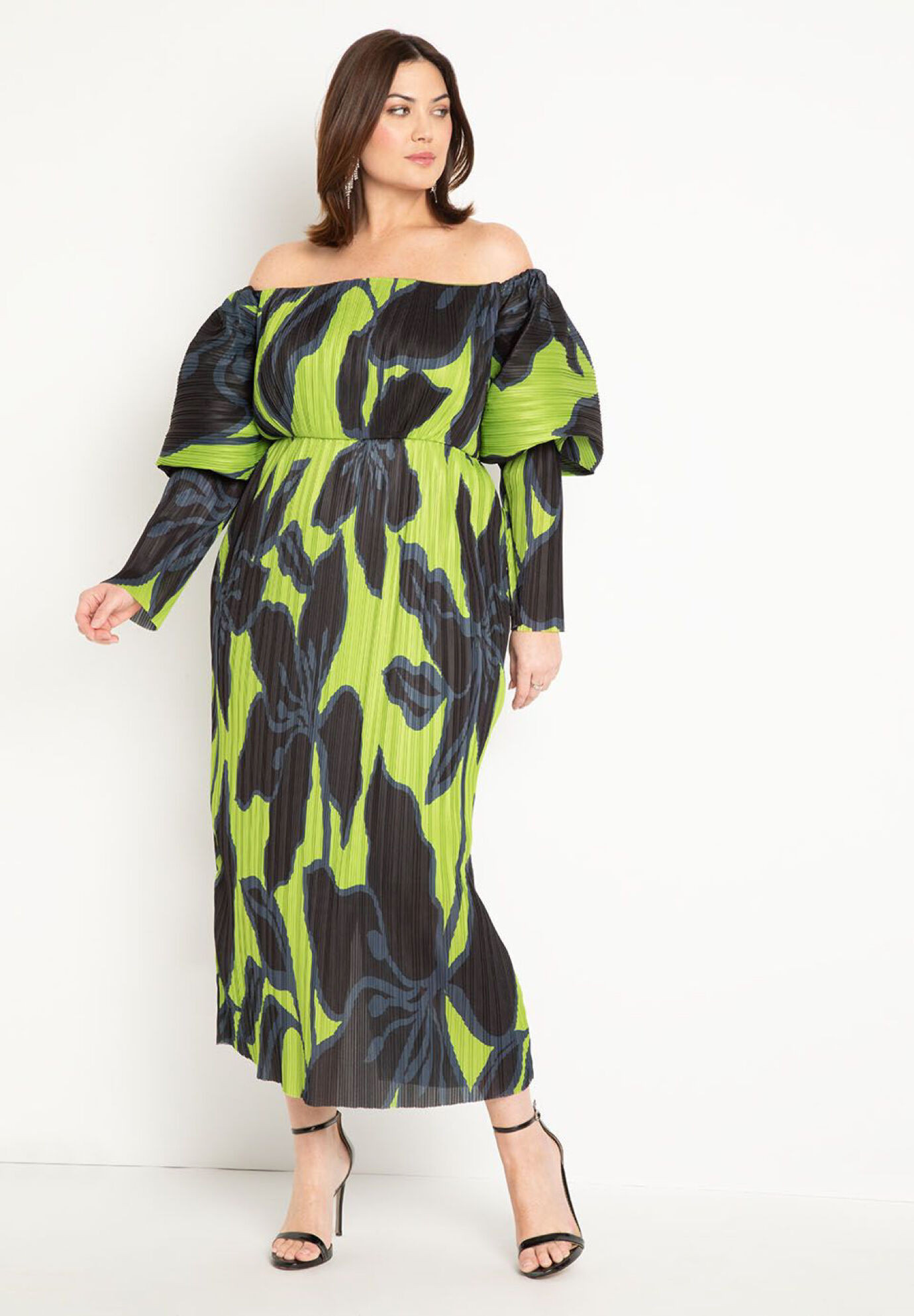 Off The Shoulder Pleated Dress | Eloquii