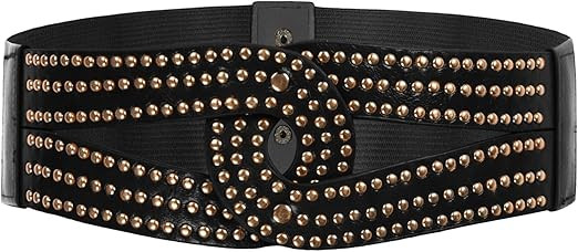 GRACE KARIN Women Vintage Wide Waist Belt Elastic Stretch Rivet Cinch Belt Dress Pants | Amazon (US)