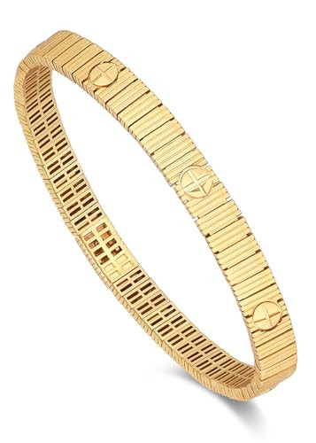 UNE DOUCE Love Unlimited Soft-Fit 18K Real Gold Plating Bangle Bracelet | Love Bracelet Design for Women | Convenient Spring Lock | Unique Bangle for Women (A-Gold) | Amazon (US)