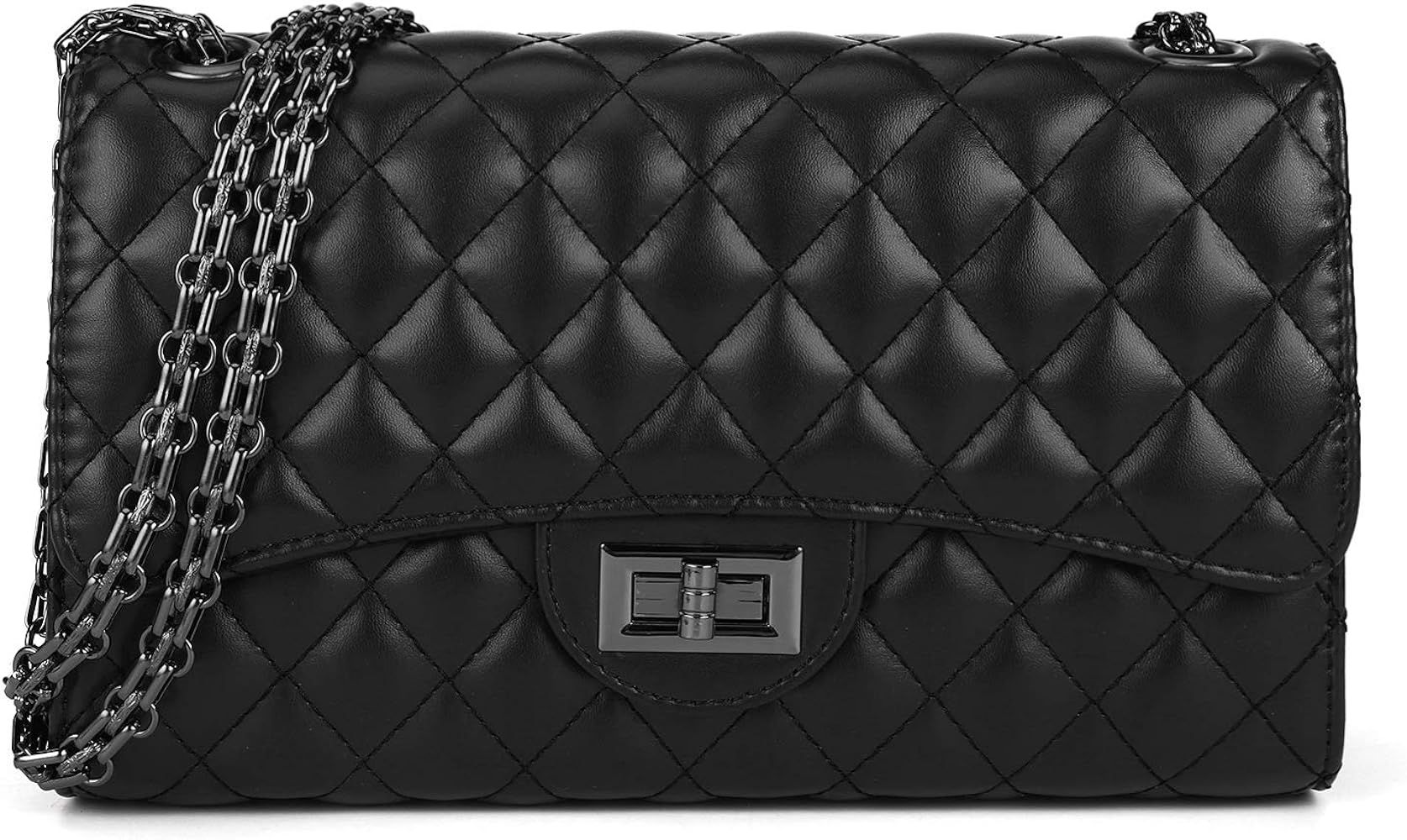 Quilted Crossbody Bags for Women Leather Ladies Shoulder Purses with Chain Strap Stylish Clutch Purs | Amazon (US)