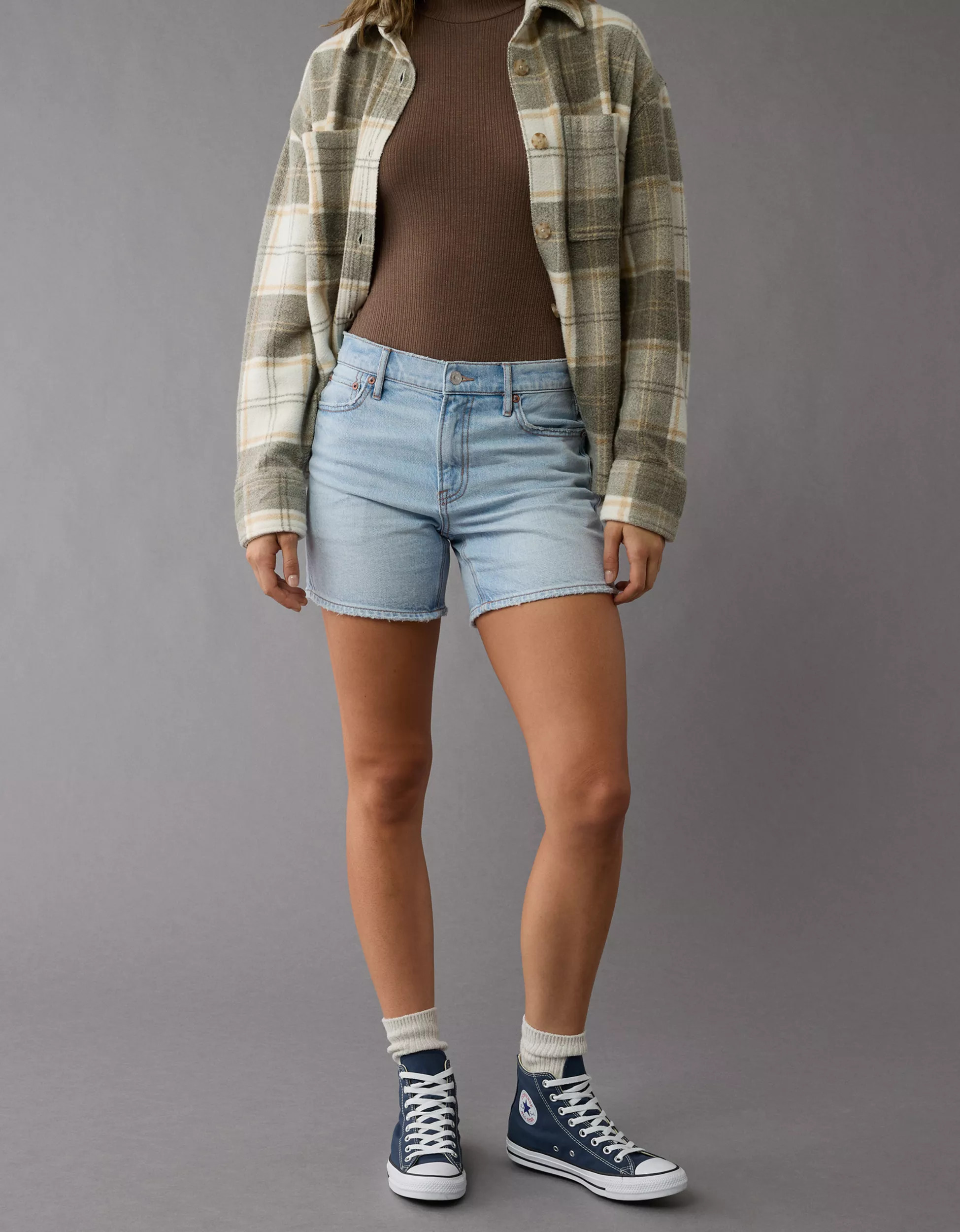AE Strigid Super High-Waisted 6" Relaxed Denim Short | American Eagle Outfitters (US & CA)