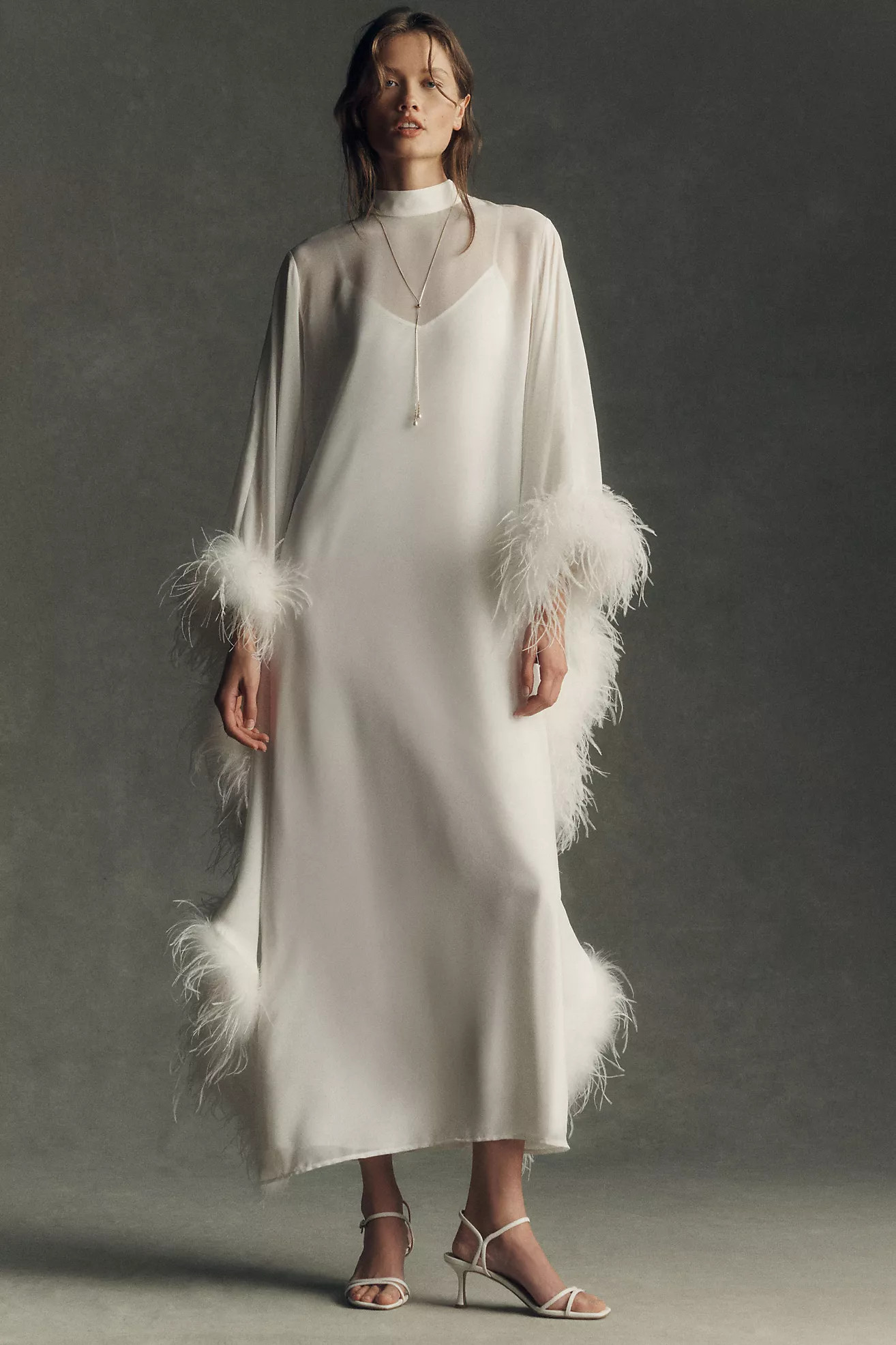 Hutch Feather-Trim Sheer Kaftan | Anthropologie (US)