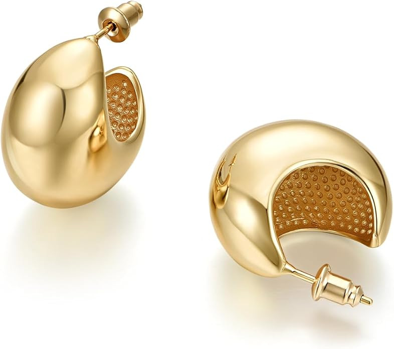 18K Gold Plated Hoop Earrings for Women Girls 14K Gold Plated Gold Earrings with 925 Sterling Sil... | Amazon (US)