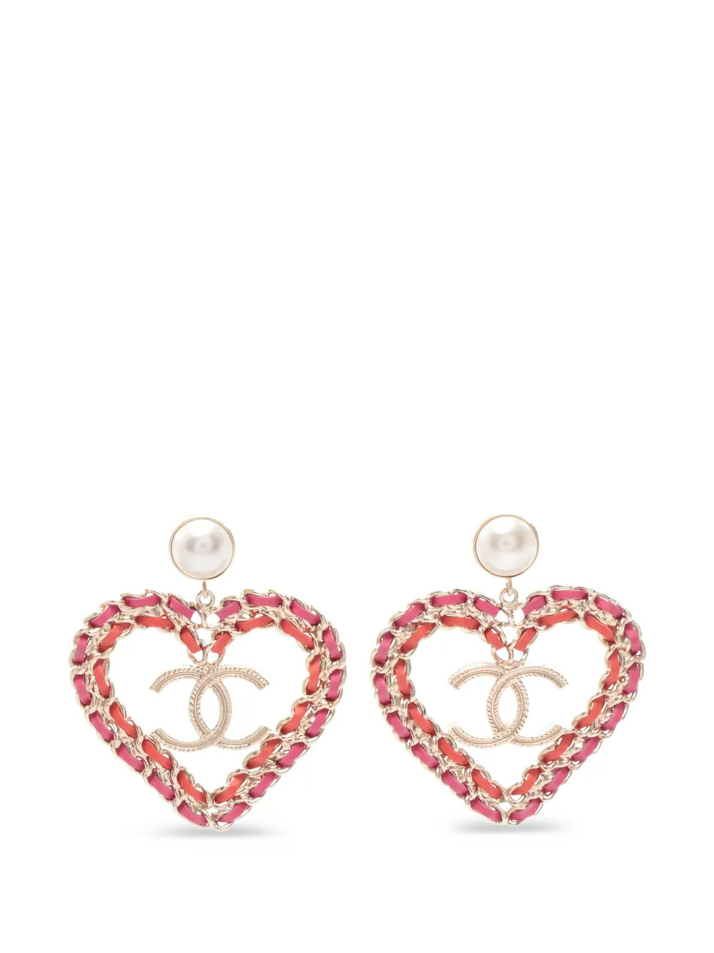CHANEL Pre-Owned 1986-1988 heart-shape earrings - Gold | Farfetch Global