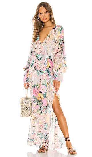 Teien Caftan in Pastel Teien | White Floral Dress | Pink Floral Dress Green Floral Dress Floral Gown | Revolve Clothing (Global)