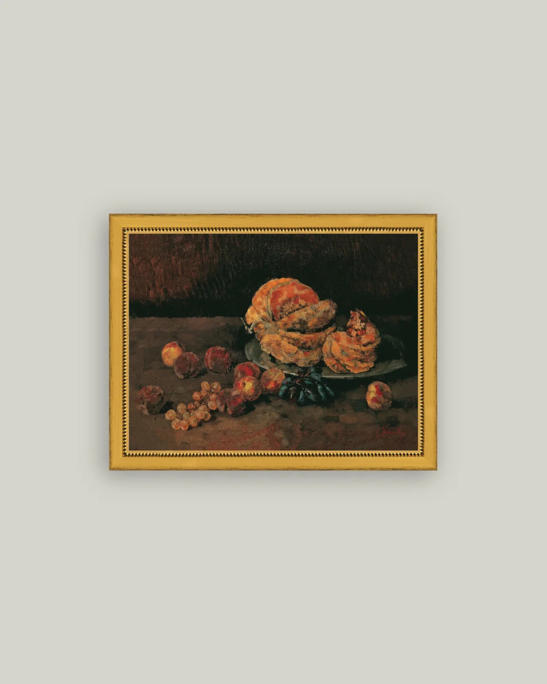 Still Life of Pumpkin, Grapes, and Peaches | Petal Lane