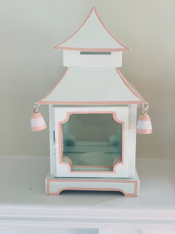 Tole - Pagoa - Chinoiserie - Chic - Hand painted Lantern - candle holder - Palm beach - Hollywood... | Etsy (US)