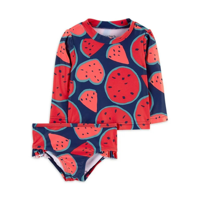 Carter's Child of Mine Baby and Toddler Girl Rashguard Swim Set, 2-Piece, Sizes 0/3 Months-5T | Walmart (US)