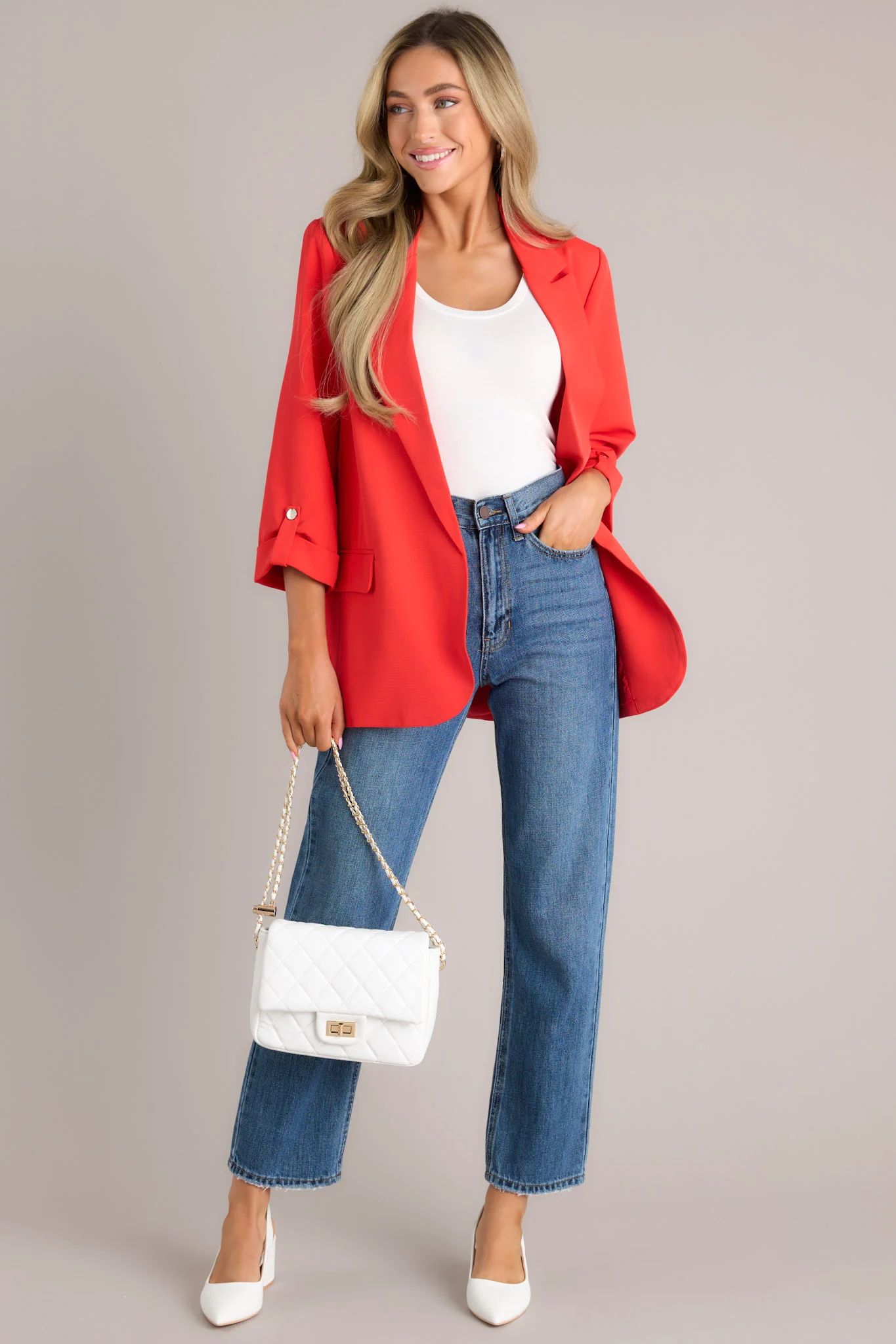 Time To Evolve Medium Wash Classic Straight Leg Jeans | Red Dress