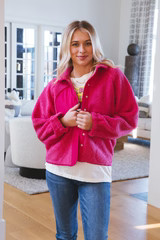 Selkirk Button Fleece Jacket, Fuchsia | North & Main Clothing Company