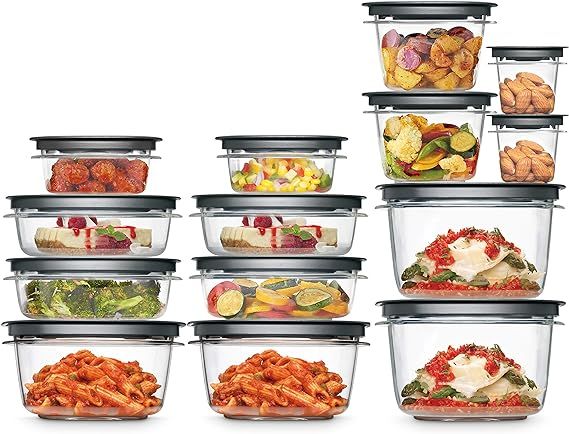 Rubbermaid Meal Prep Premier Food Storage Container, 28 Piece Set, Grey | Amazon (US)