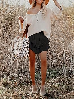 Aoudery Flowy Shorts for Women Casual Boho Ruffle Tiered Skorts High Waist Mini Skirts Golf Tenni... | Amazon (CA)