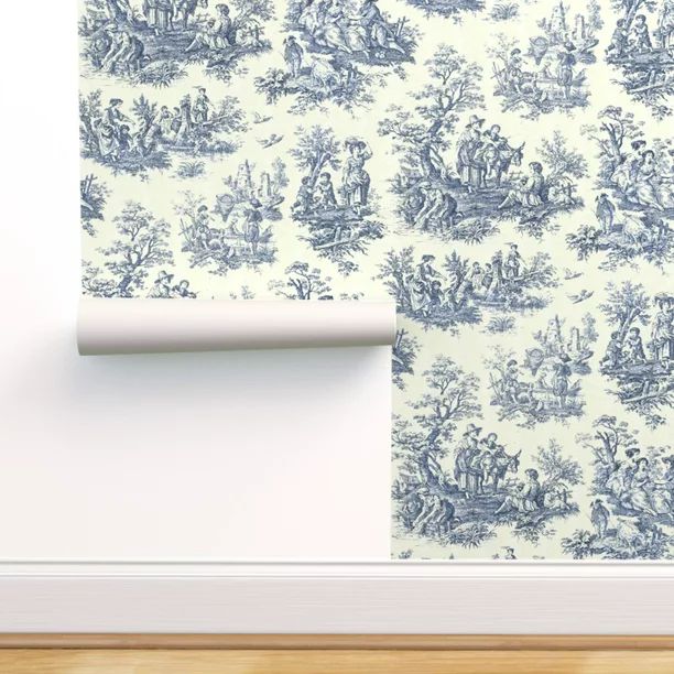 Peel & Stick Wallpaper Swatch - Victorian Style Toile De Jouy Winter Season Outdoor Nature Vintag... | Walmart (US)
