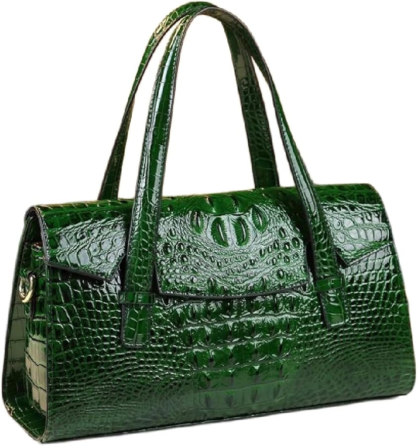 Crocodile Pattern Leather Bag for Women Top-Handle Satchel Handbags Boston Purses Portable Tote B... | Amazon (US)