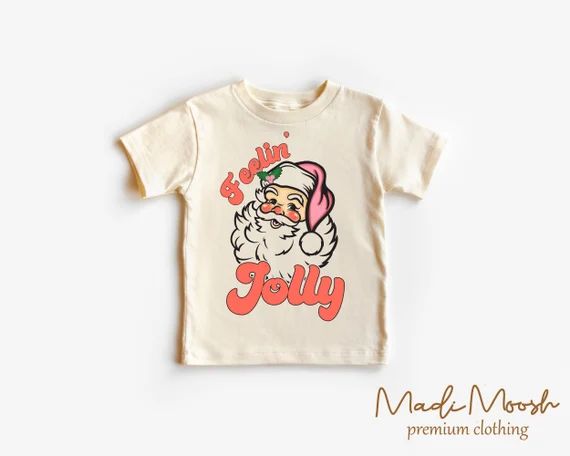 Feeling Jolly Toddler Shirt - Christmas Santa Kids Shirt - Natural Toddler Tee | Etsy (US)