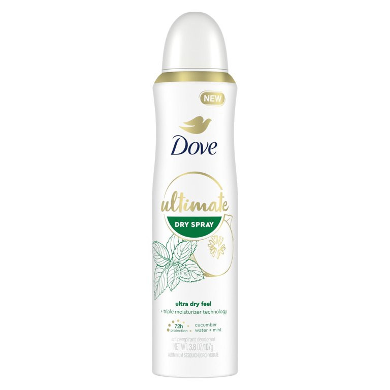 Dove Ultimate Long Lasting Antiperspirant Deodorant Dry Spray, Cucumber Water and Mint, 3.8 oz | Walmart (US)