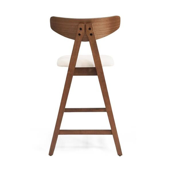 Stocker Fabric and Rubberwood Counter Stools (Set of 2) by Christopher Knight Home - Natural Waln... | Bed Bath & Beyond