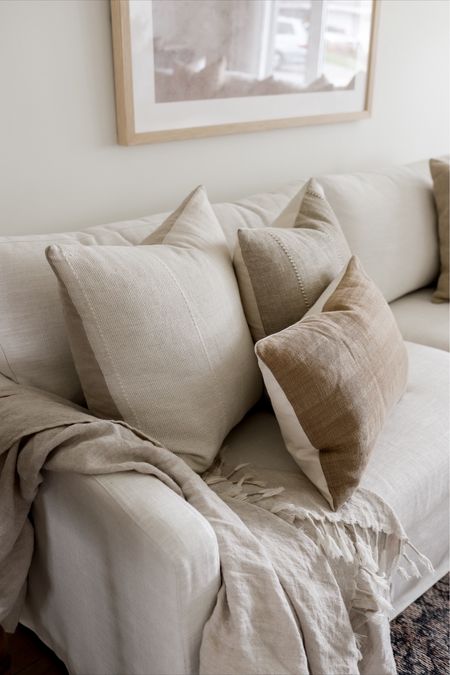 Sneak peek of our new slipcover sofa! Art is up to 50% off too! This is the 40x30” natural frame with mat 