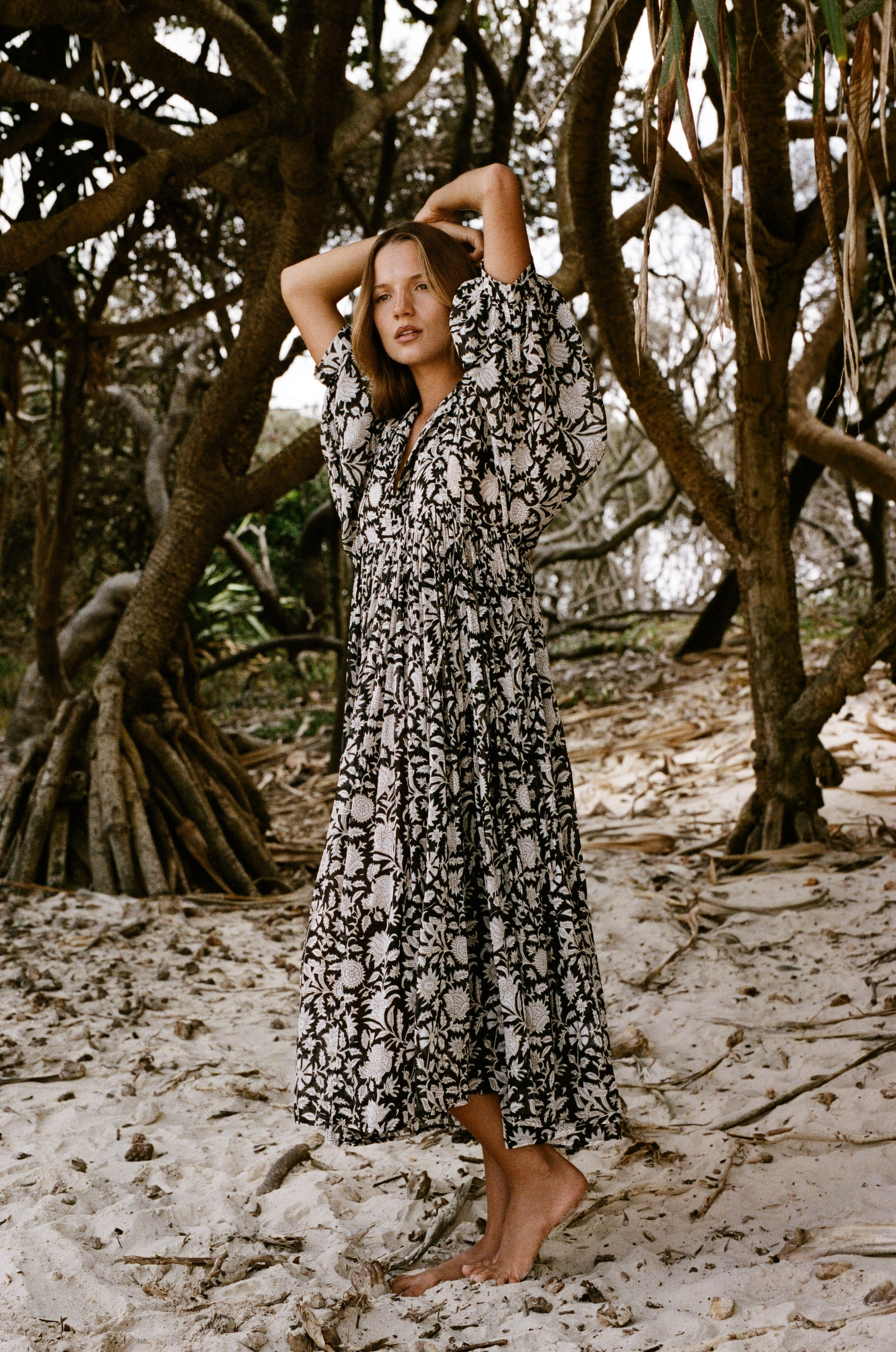 Kyra Midi Dress ~ Pepper | Daughters of India