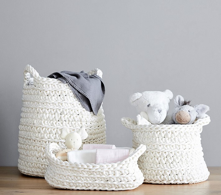 Ivory Chunky Knit Nursery Storage | Pottery Barn Kids