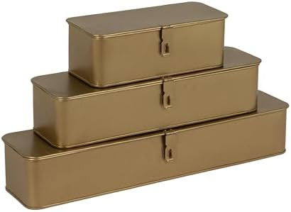 Creative Co-Op Decorative Metal Boxes with Gold Finish (Set of 3 Sizes) | Amazon (US)