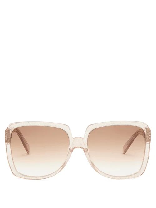 Celine Eyewear - Oversized Square Acetate Sunglasses - Womens - Light Pink | Matches (US)
