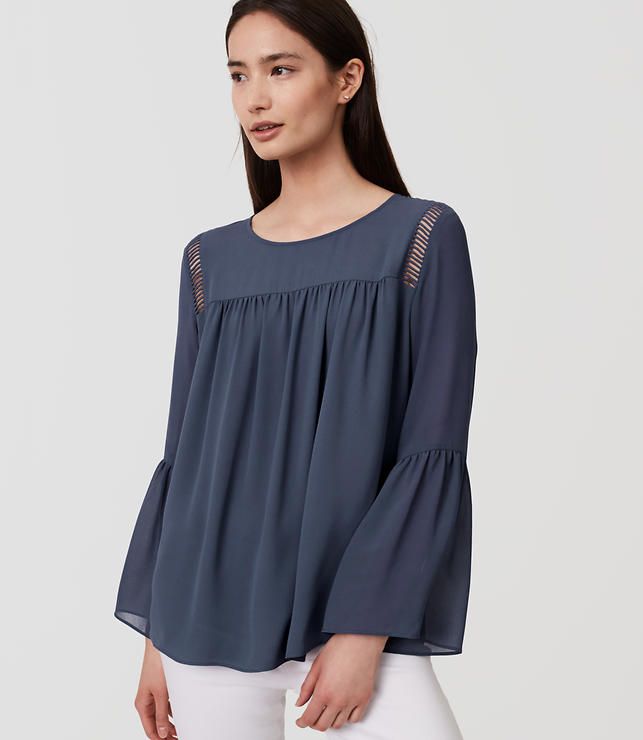 Cutout Bell Sleeve Blouse | LOFT