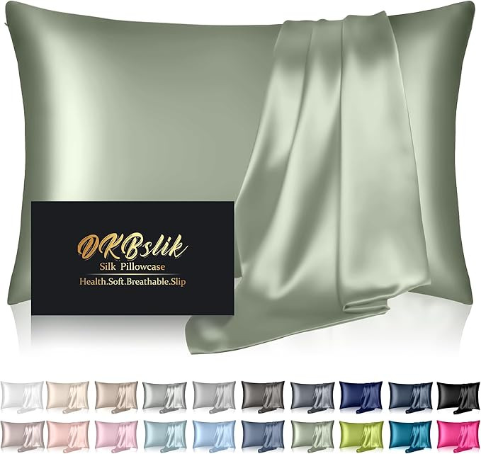 Silk Pillowcase for Hair and Skin, Mulberry Silk Pillow Cases Standard Size, Anti Acne Cooling Sl... | Amazon (US)